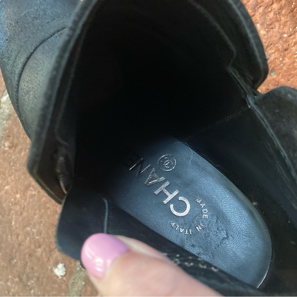 Chanel Black Oiled Suede High Heel Ankle Boots~ - Picture 5 of 11